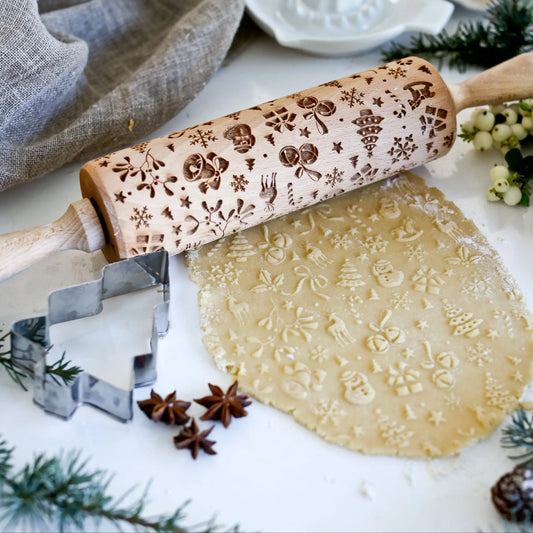 Christmas Style 1 Embossing Rolling Pin boon homeware faire