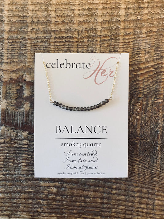Celebrate HER Balanc | Stone Bar Necklace - Smokey Quartz - Spellbound