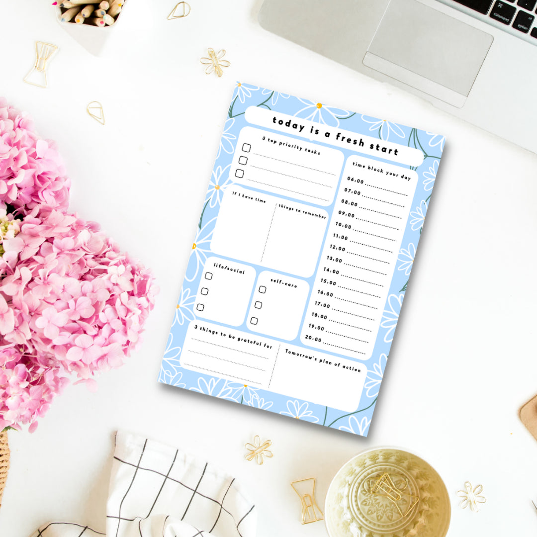 Daily self-care Desk Planner A5 - Today is a Fresh start - Spellbound