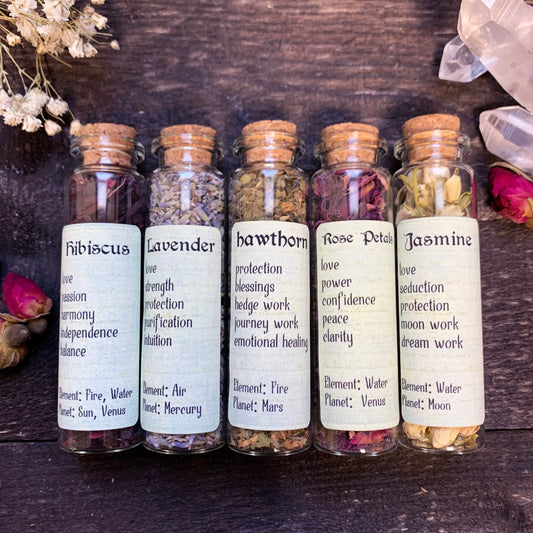 Set of 5 Love Herbs | Witchcraft Spell Herbs | Magical Herbs | Herb Starter Kit | Witch Herb Bottles | Apothecary Herbs | Ritual Herbs - Spellbound
