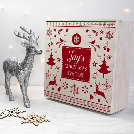 Personalised Festive Scandi Print Christmas Eve Box - Spellbound