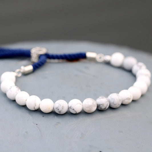 Silver Plated Gemstone Navy String Bracelet - Spellbound