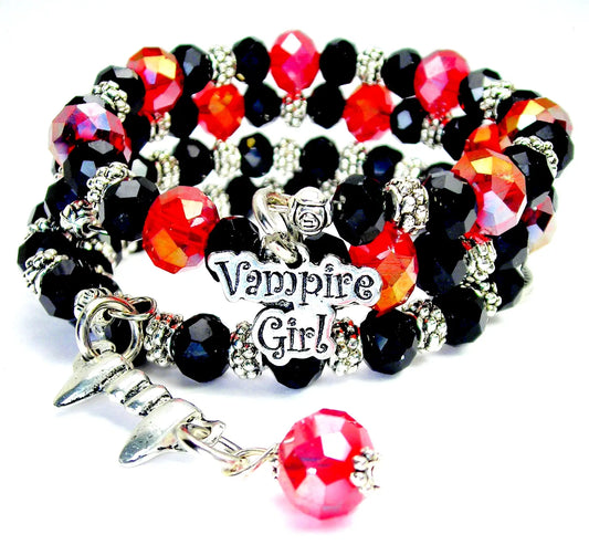 Vampire girl crystal wrap 2pc bracelet Vampire fangs - Spellbound