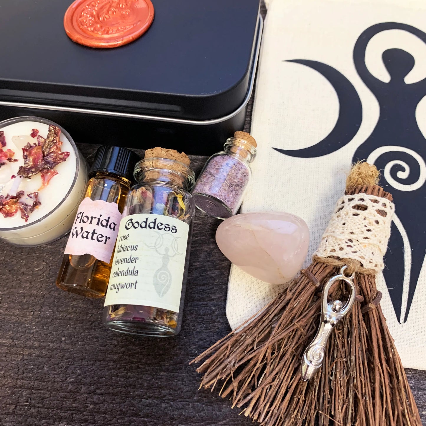Goddess Travel Altar | Witch Kit | Spell Bottle | Manifestation | Pagan | Wiccan | Pocket Altar | Ritual Candle | Goddess Ritual | Herb Kit - Spellbound
