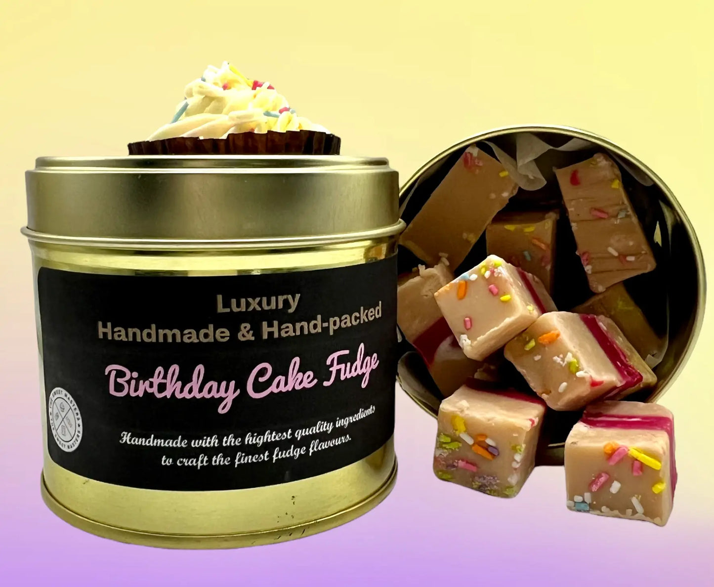 Handmade Birthday Cake Fudge Gift Tin. 160g - Spellbound