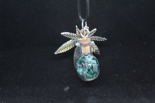Malachite Glass Potion Bottle Necklace Crystal Witch - Spellbound