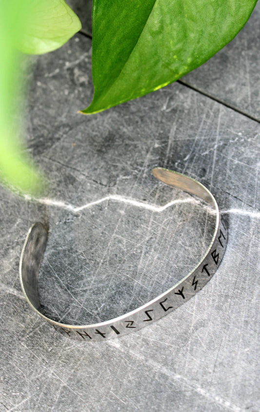5/8" Adjustable Metal Rune Engraved Bangle - Spellbound