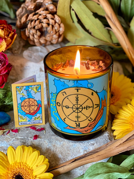 8.5oz Wheel of Fortune Tarot Candle - Spellbound