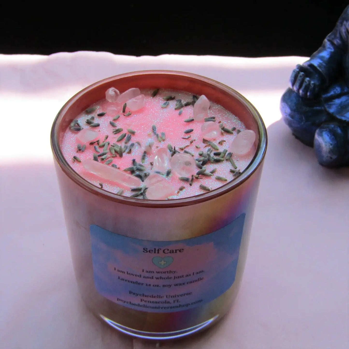 Lavender Candle - Self Care - Crystal Candle - Intention - Spellbound