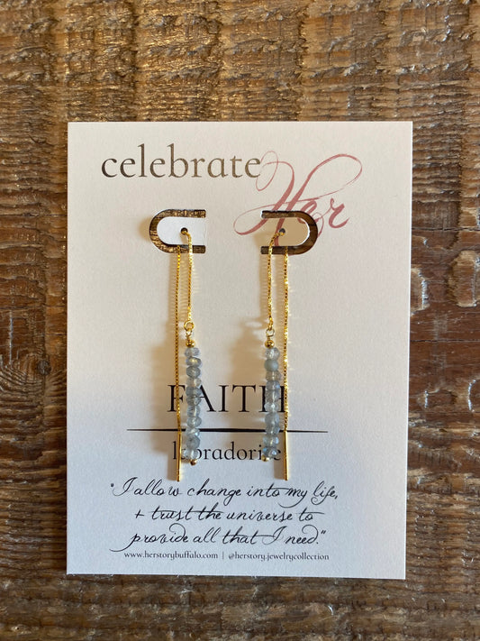 Celebrate HER Faith | Threader Earrings - Labradorite - Spellbound