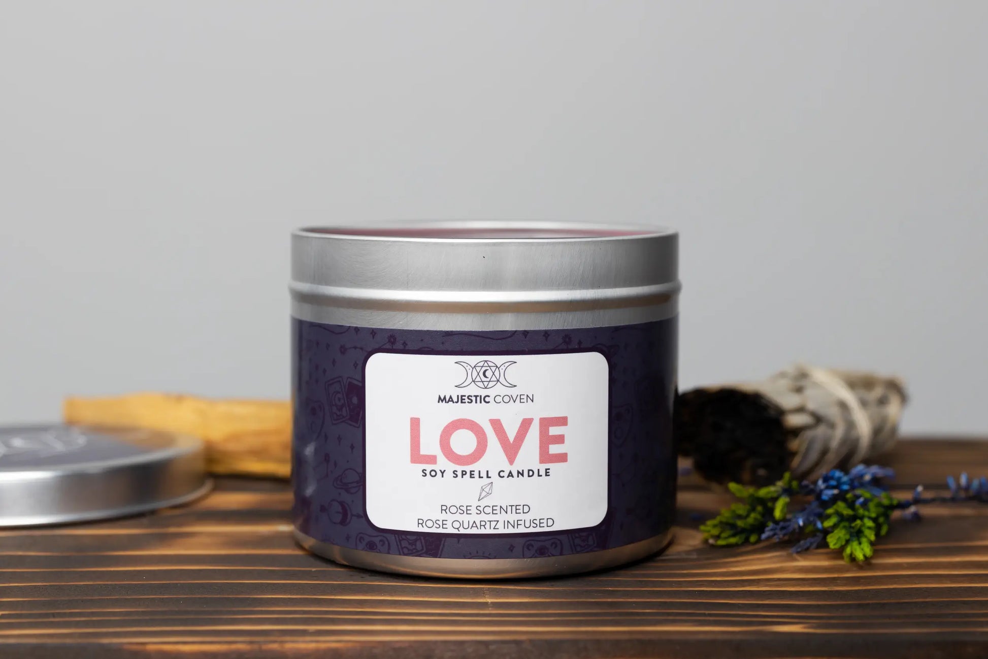 Love - Rose Quartz Infused Crystal Soy Candle - Spellbound