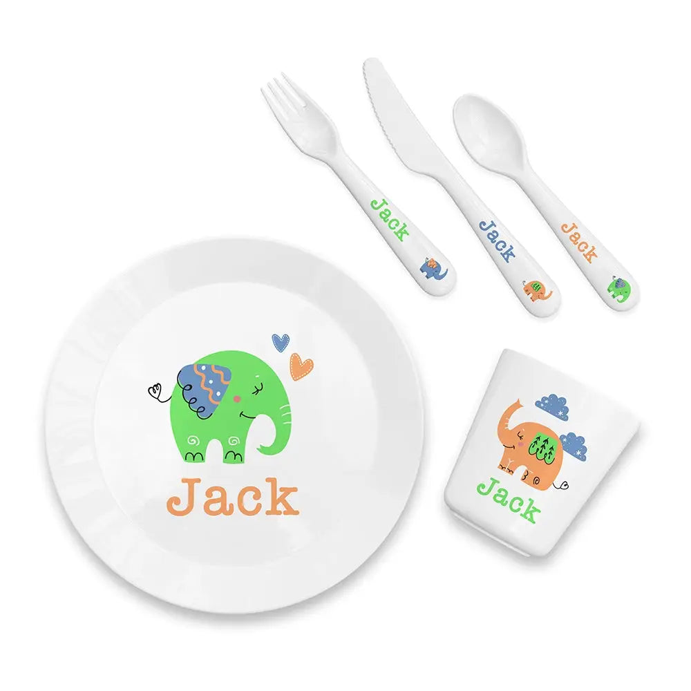 Personalised Children's Elephant Dinner Set - Spellbound