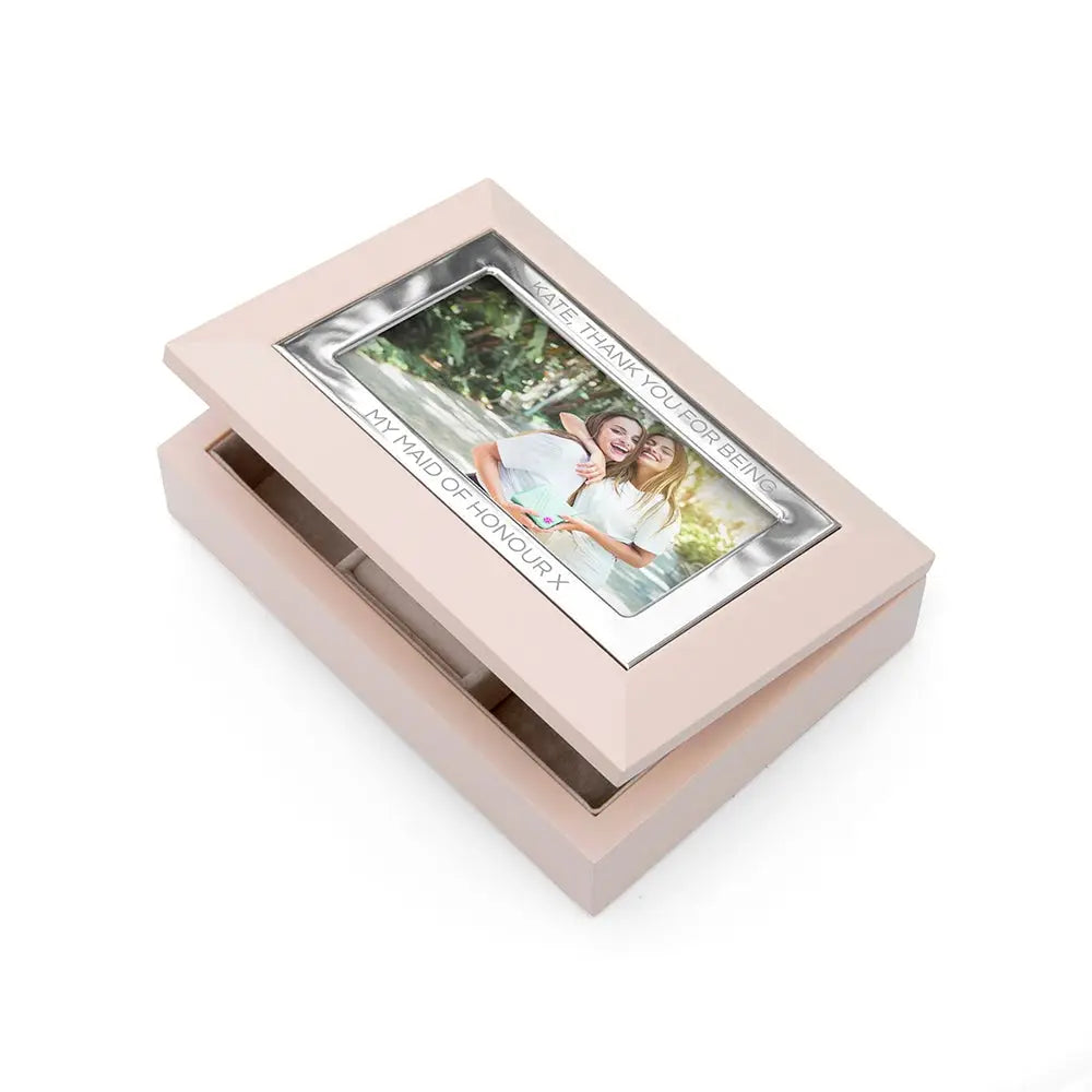 Personalised Nude Pink & Silver Photo Jewellery Box - Spellbound