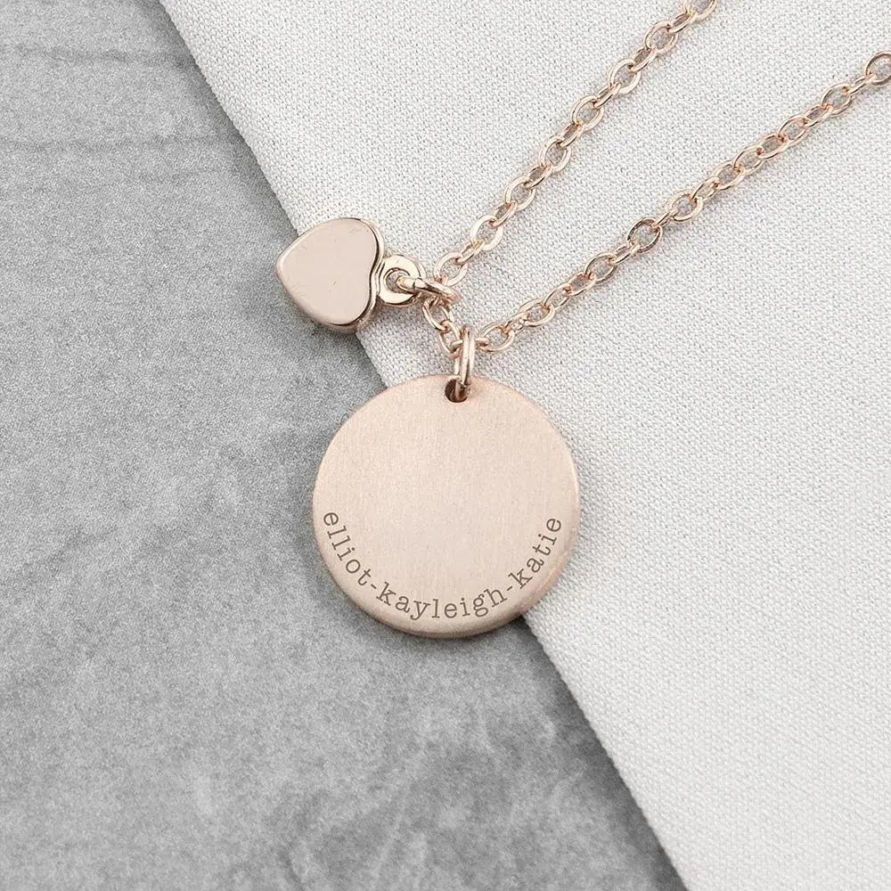 Personalised Heart and Disc Family Necklace - Spellbound