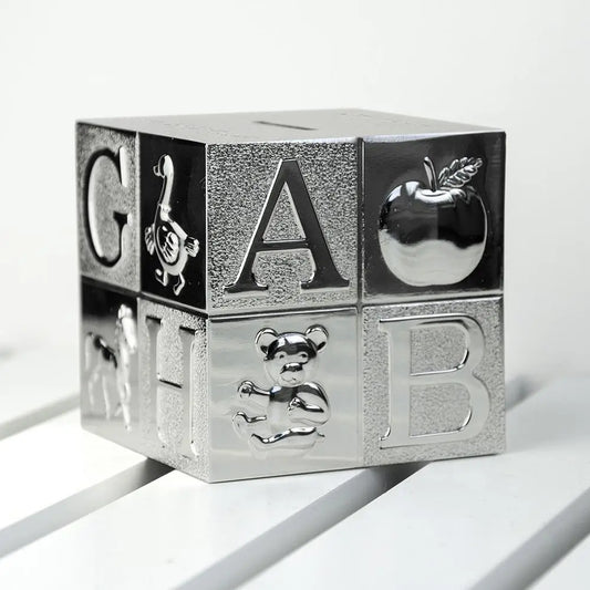 Personalised Silver Plated Alphabet Square Money Box - Spellbound