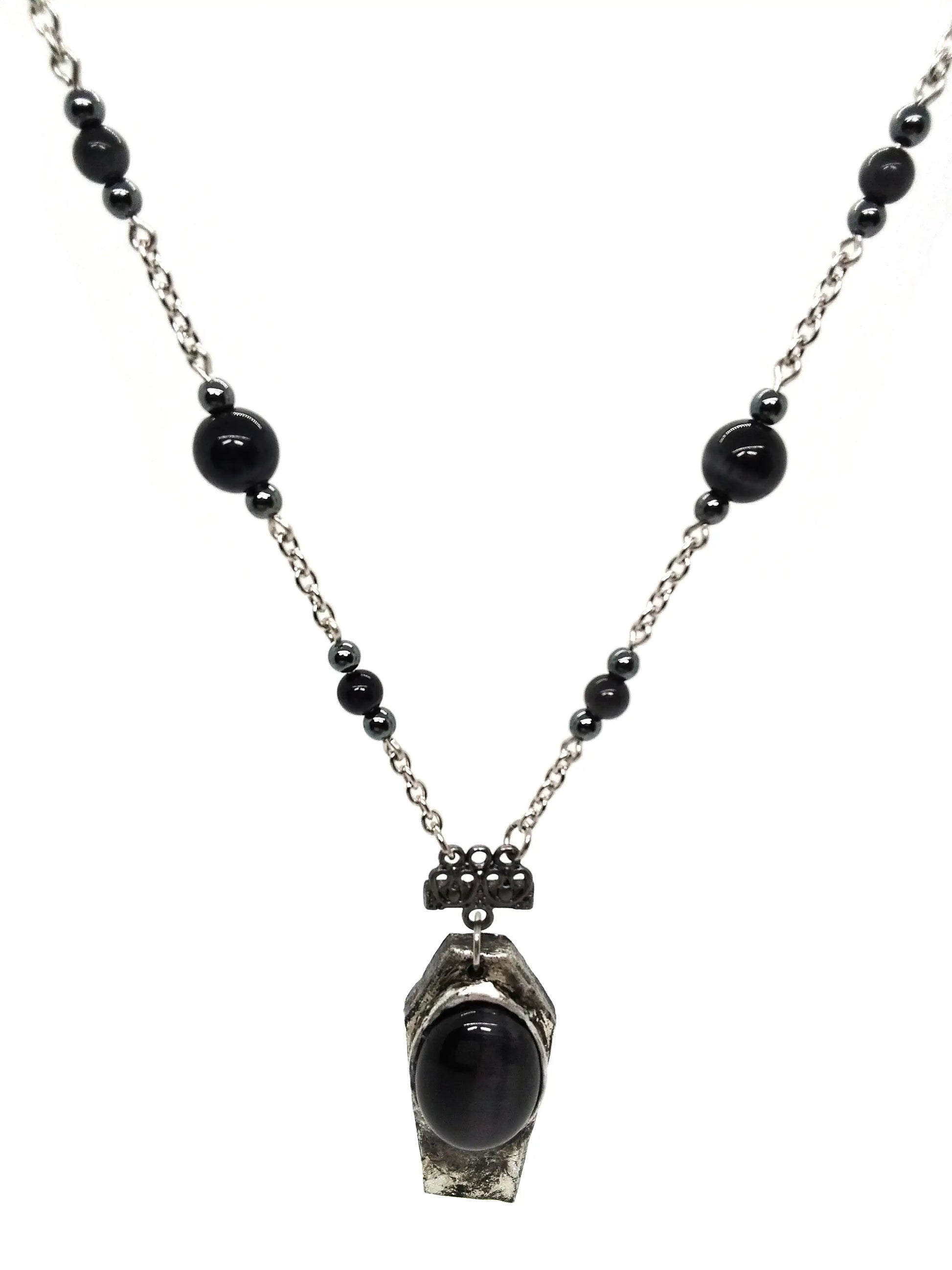 Black Cat Eye Coffin Necklace - Spellbound