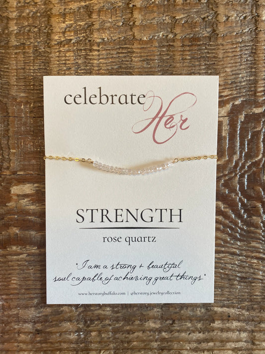 Celebrate HER Strength | Stone Bar Bracelet - Rose Quartz - Spellbound