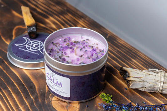 Calm - Amethyst Infused Crystal Soy Candle - Spellbound