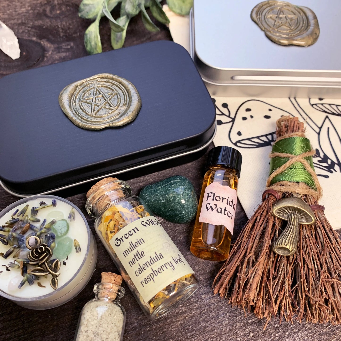 Green Witch Travel Altar | Witch Kit | Forest Witch | Cottagecore | Spell Bottle | Manifestation | Witchcraft Kit | Wiccan | Ritual Kit - Spellbound