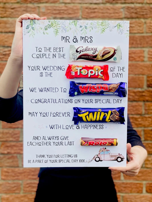 Mr & Mrs Wedding Chocolate Message Board Gift La de da living faire
