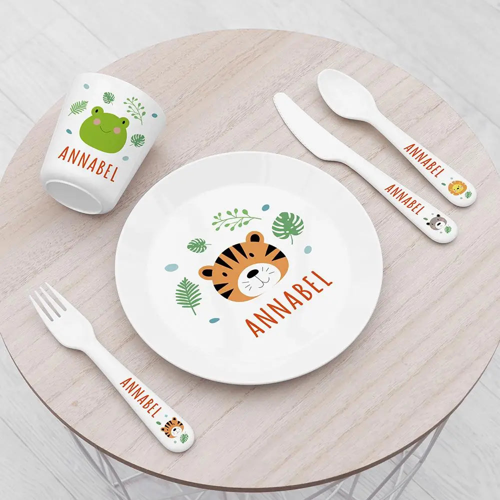 Personalised Children's Jungle Animal Dinner Set - Spellbound