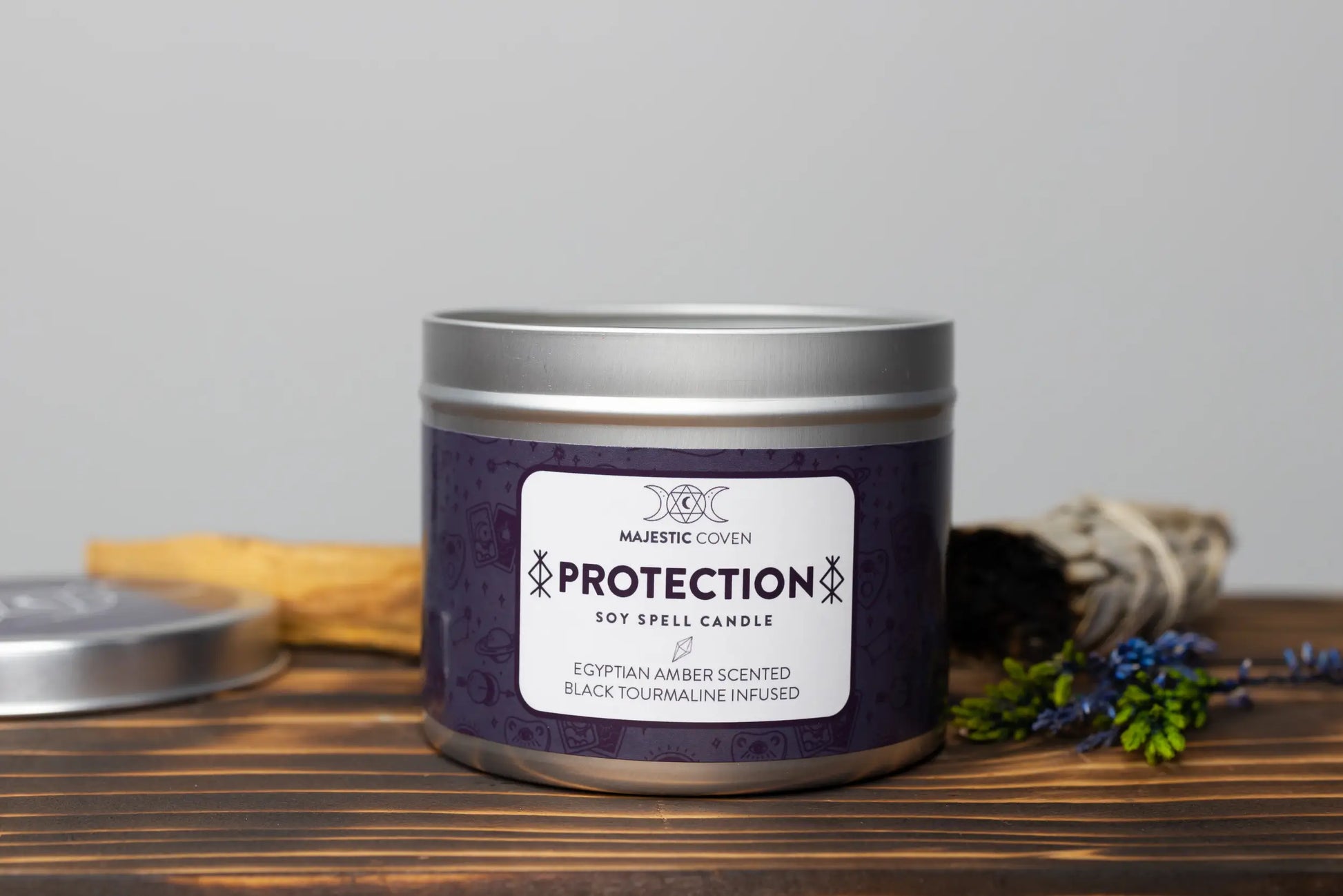 Protection - Black Tourmaline Infused Crystal Soy Candle - Spellbound