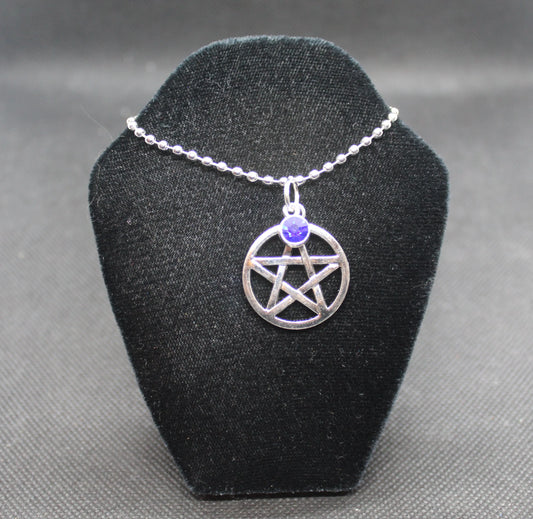 Blue Pentacle Necklace Crystal Witch - Spellbound