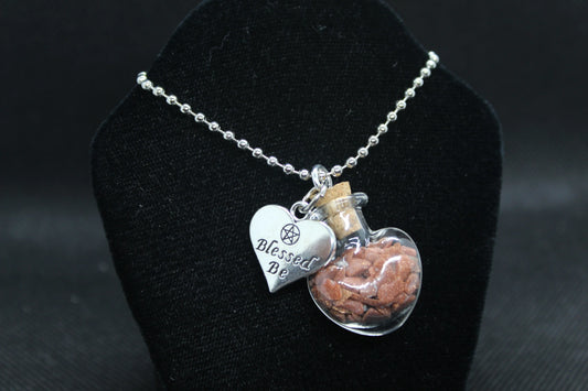Gold Sandstone Glass Heart Necklace Crystal Witch - Spellbound