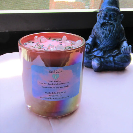 Lavender Candle - Self Care - Crystal Candle - Intention - Spellbound