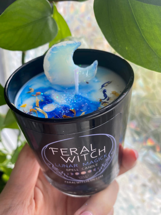 Lunar Magick Opalite Candle - Spellbound