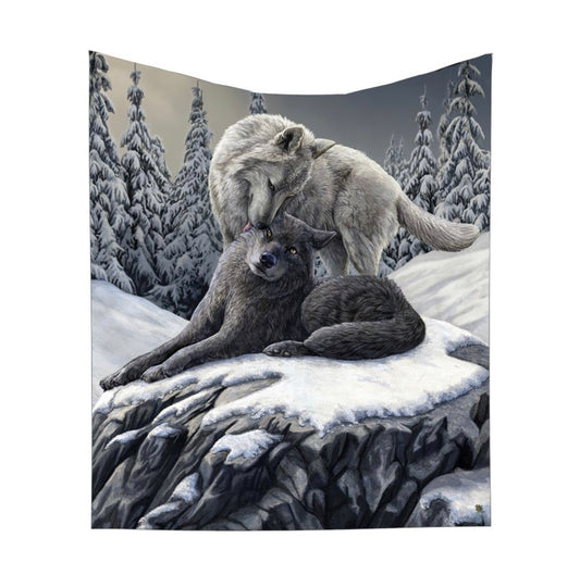 Lisa Parker Snow Kisses Throw Wolf Couple Blanket - Spellbound