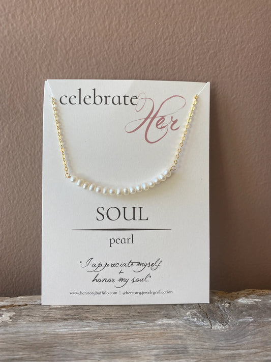 Celebrate HER Soul | Stone Bar Necklace - Pearl - Spellbound