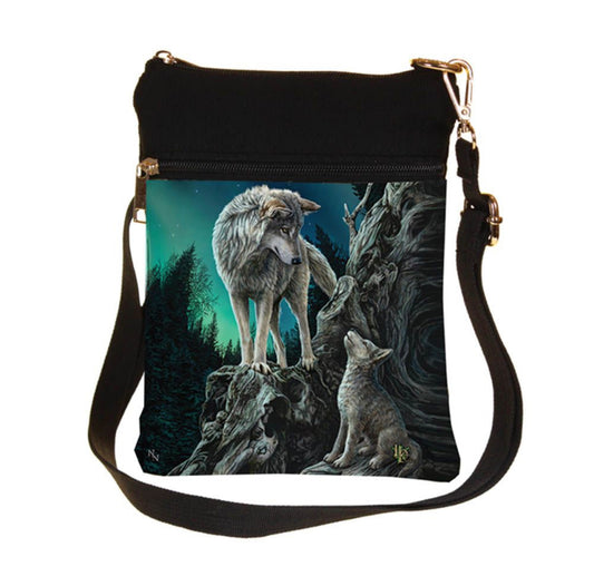 Small Guidance Wolf and Pup Shoulder Bag by Lisa Parker - Spellbound
