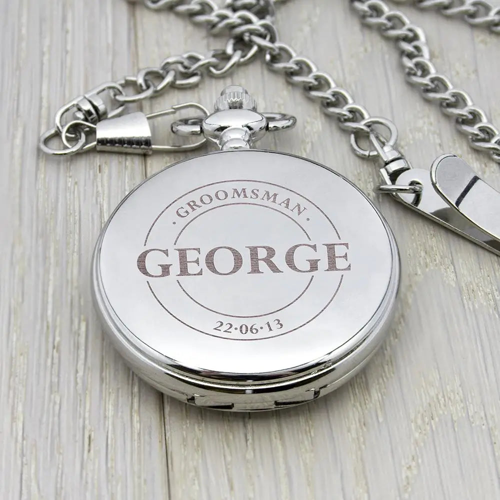 Personalised Groomsman Emblem Pocket Watch - Spellbound