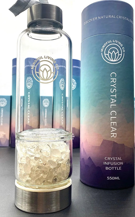 Crystal Clear Jar Water Bottle - Clear Quartz - Spellbound