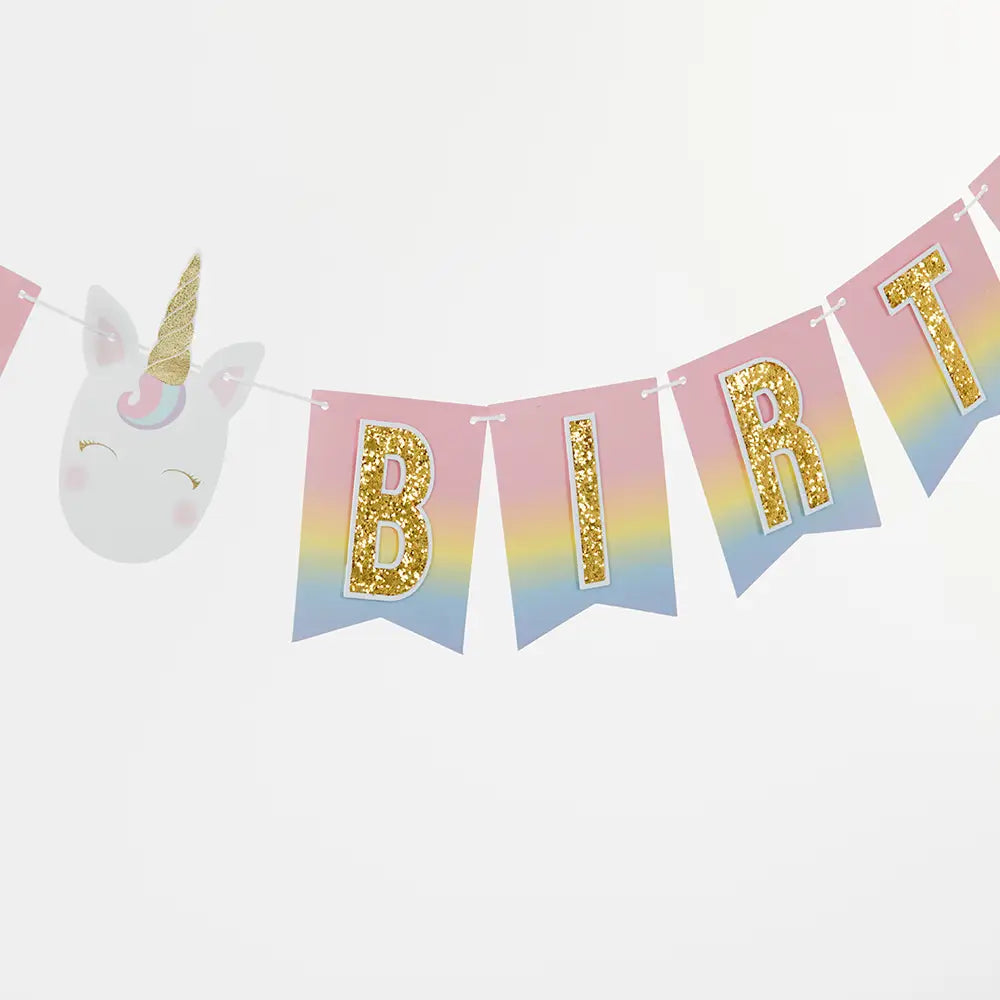 Gold Glitter Unicorn Happy Birthday Décor Kit - Spellbound