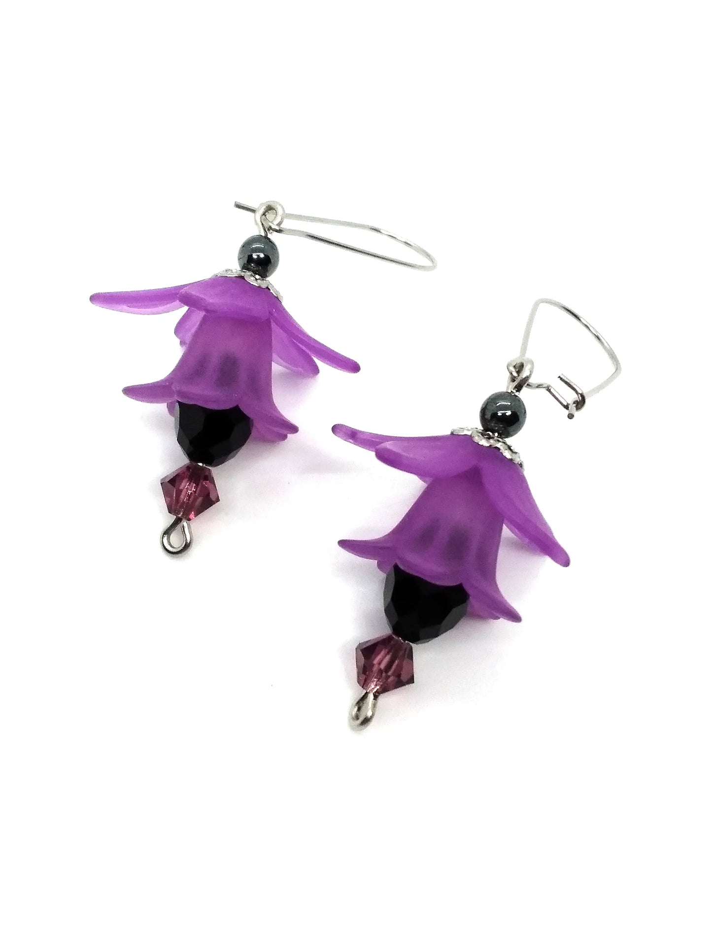Flower Dangle Earrings - Nightshade Purple - Spellbound