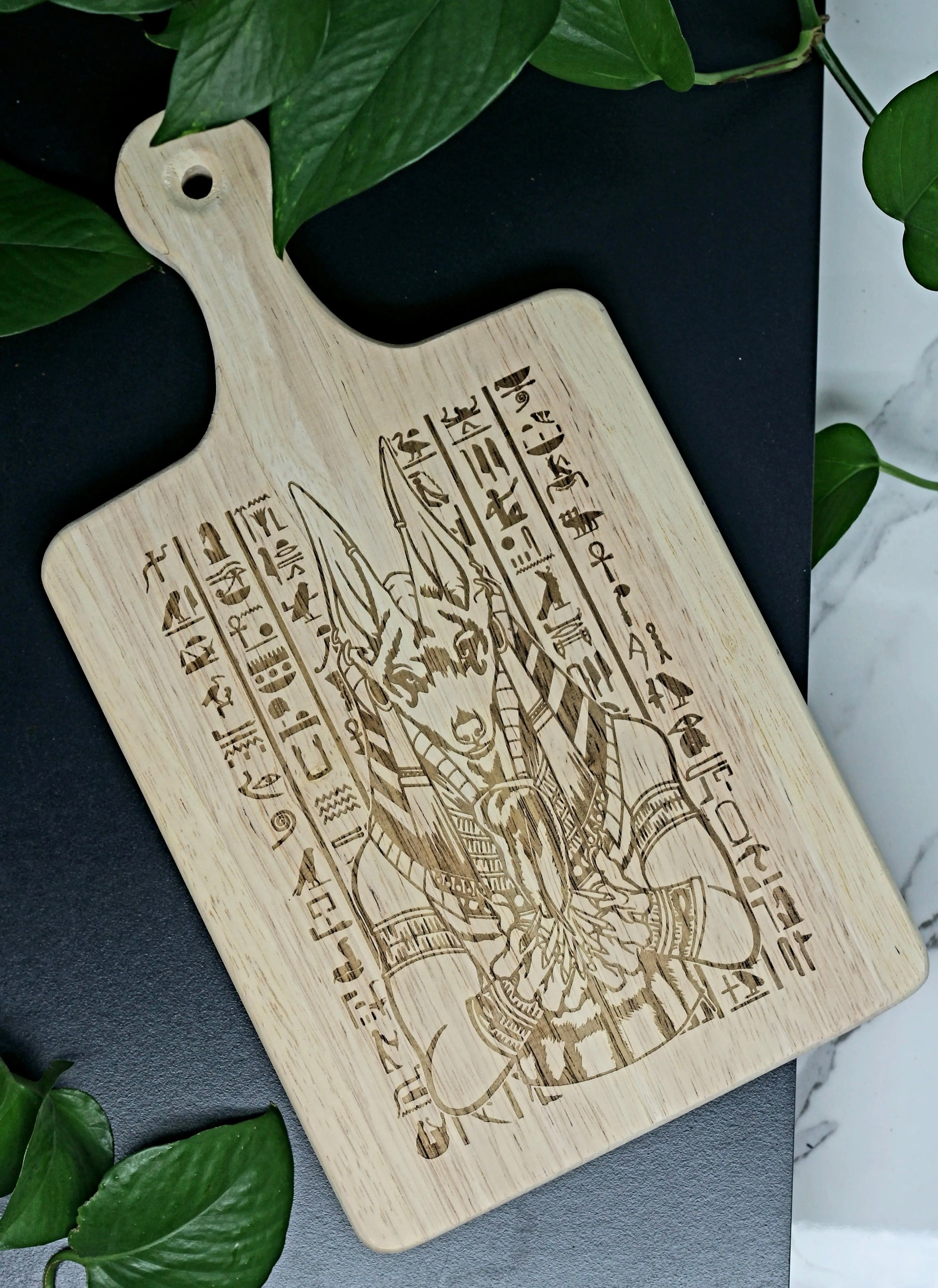 13" Anubis Egyptian God engraved charcuterie cutting board - Spellbound