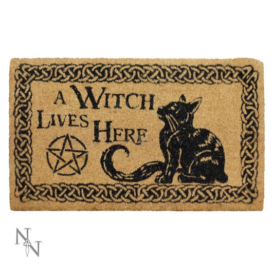 A Witch Lives Here Witchcraft Familiar Doormat - Spellbound