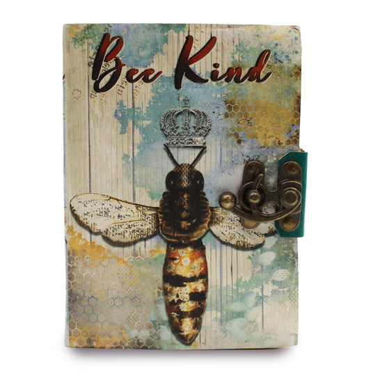 Leather "Bee Kind" Deckle-edge Notebook (7x5") ancient wisdom faire