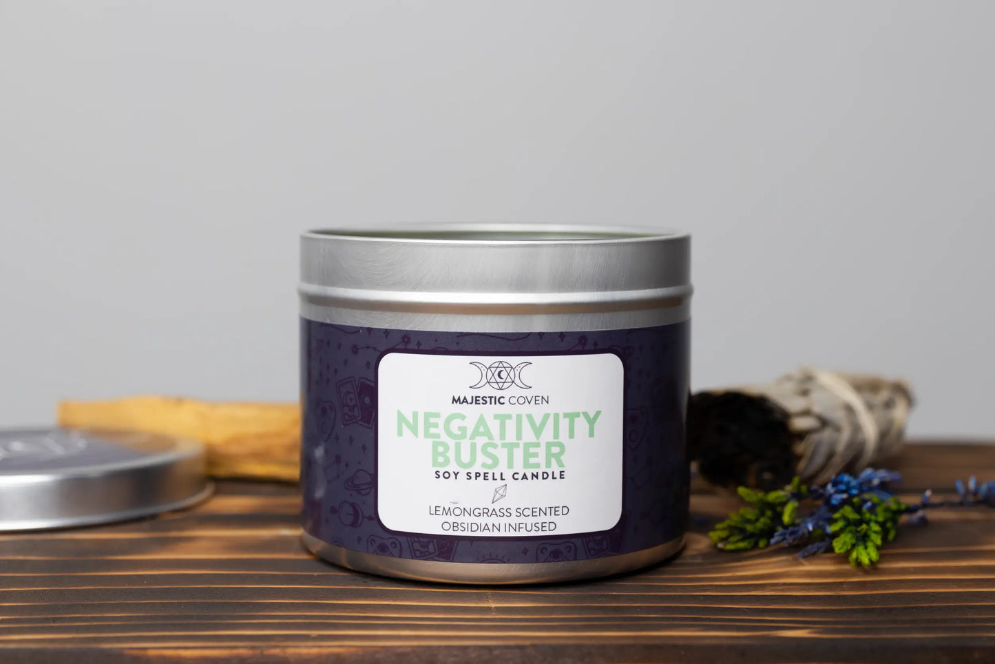 Negativity Buster - Obsidian Infused Crystal Soy Candle - Spellbound