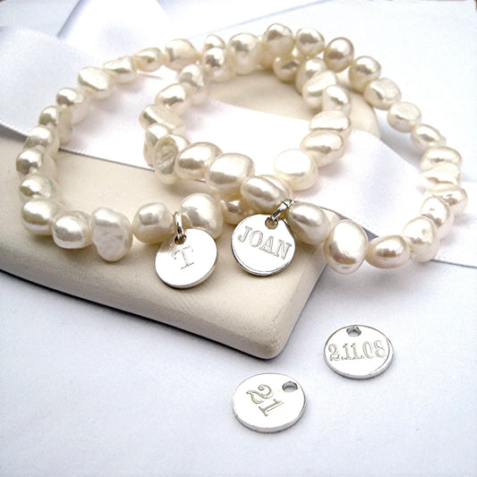 Personalised Pearl Bracelet with Charm - Spellbound