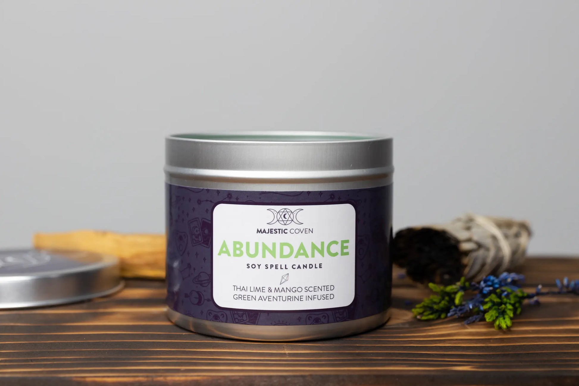 Abundance - Green Aventurine Infused Crystal Soy Candle - Spellbound