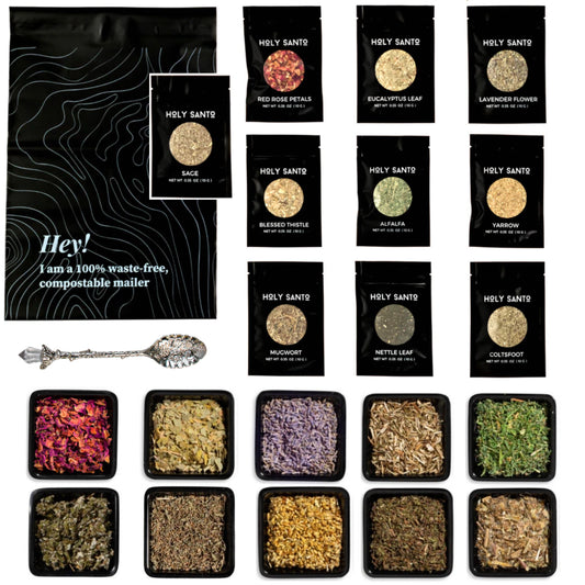 Spiritual Herb Mini Kit- 10 Ritual Herbs with Crystal Spoon - Spellbound
