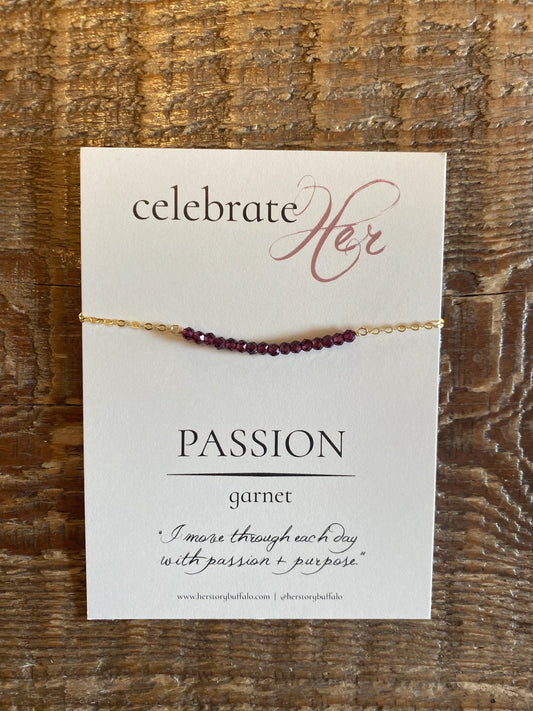 Celebrate HER Passion | Stone Bar Bracelet - Garnet - Spellbound