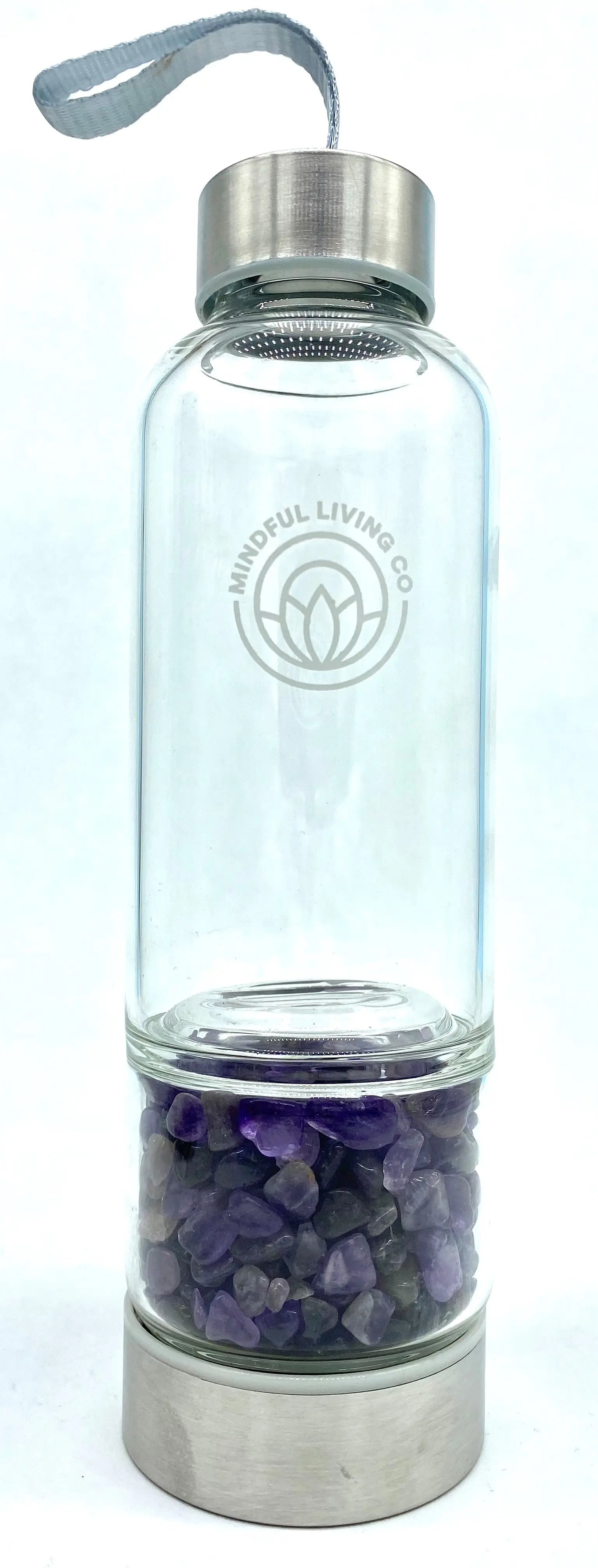 Crystal Clear Jar Water Bottle - Amethyst mindful living co faire