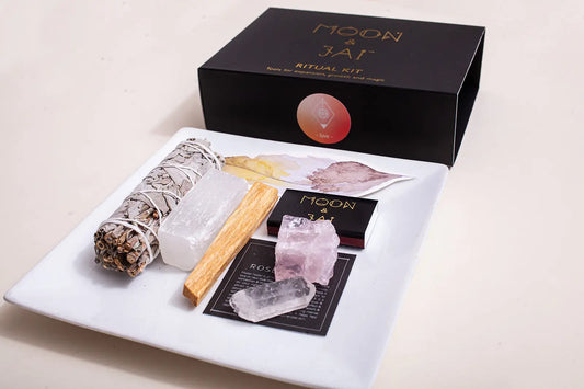 Love Ritual Kit with Rose Quartz moon & jai faire