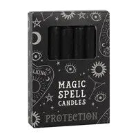 PACK OF 12 BLACK 'PROTECTION' SPELL CANDLES - Spellbound