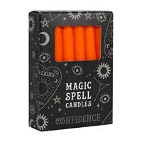PACK OF 12 ORANGE 'CONFIDENCE' SPELL CANDLES - Spellbound