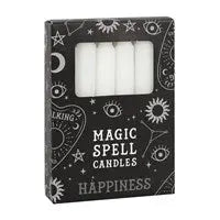 PACK OF 12 WHITE 'HAPPINESS' SPELL CANDLES - Spellbound
